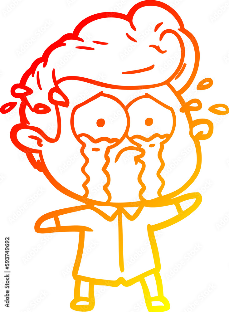 warm gradient line drawing cartoon crying man warm gradient line drawing cartoon crying man