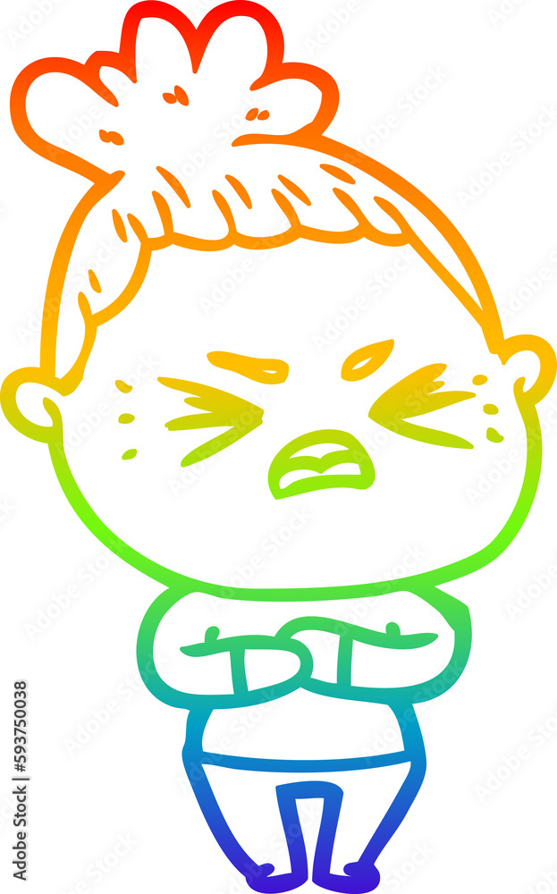 rainbow gradient line drawing cartoon angry woman rainbow gradient line drawing cartoon angry woman