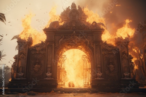 Hell's Gates: Demonic Entrance Through a Fiery Portal, Generative AI