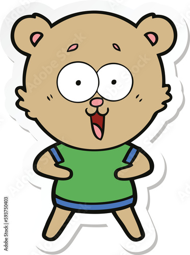 sticker of a laughing teddy  bear cartoon