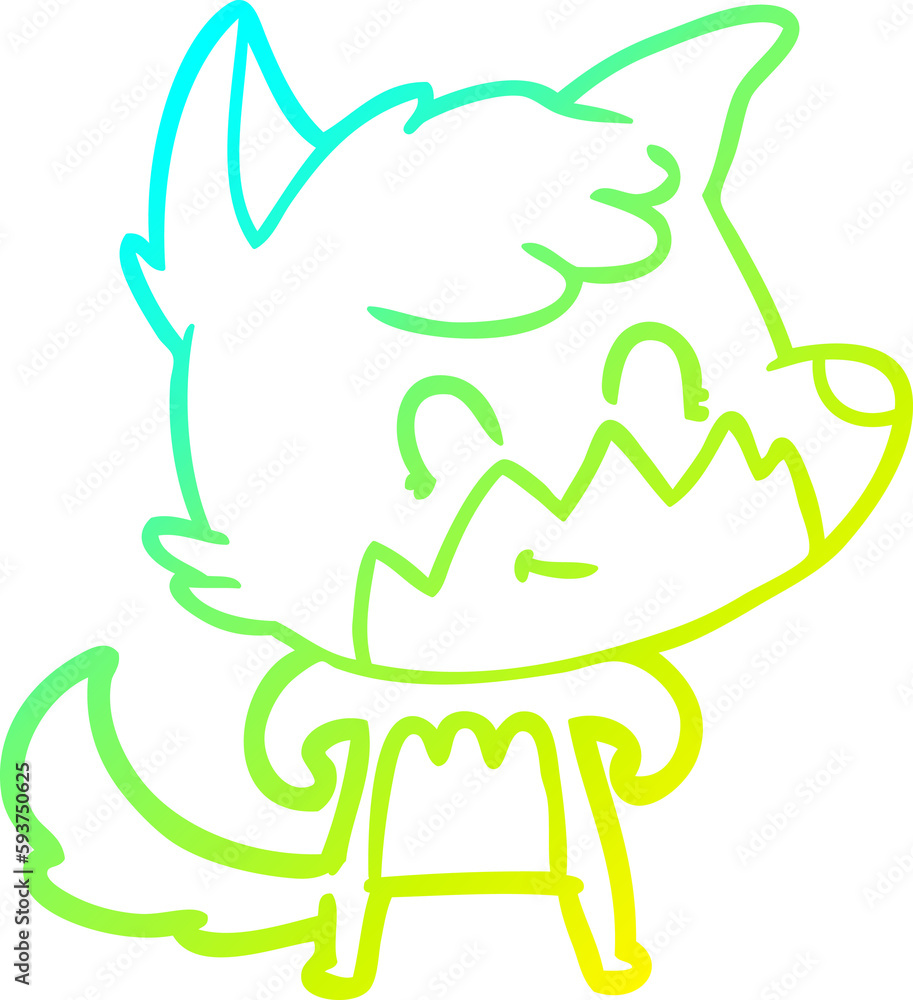 cold gradient line drawing cartoon friendly fox cold gradient line drawing cartoon friendly fox