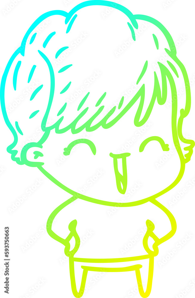 cold gradient line drawing cartoon laughing woman cold gradient line drawing cartoon laughing woman