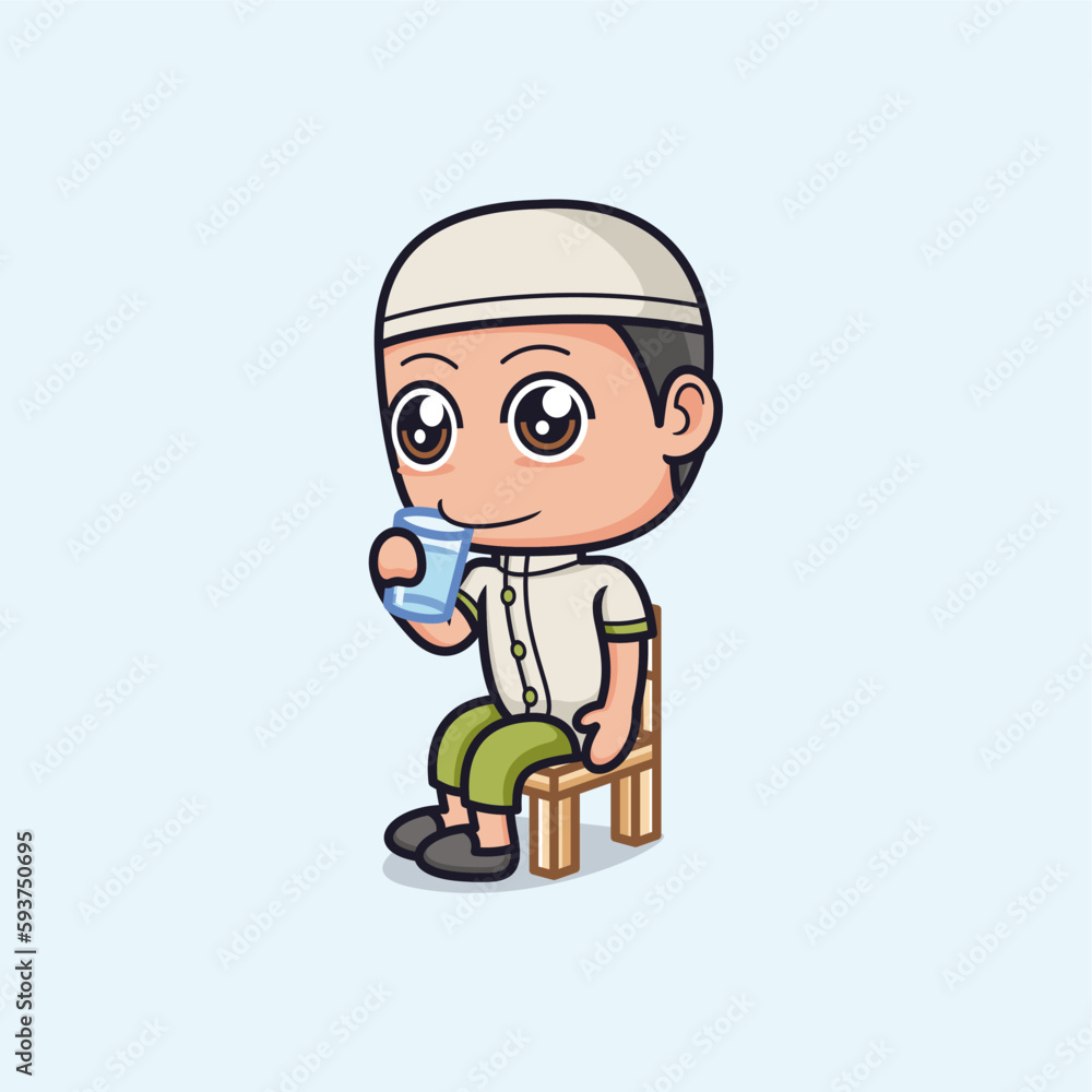 cute cartoon muslim boy character