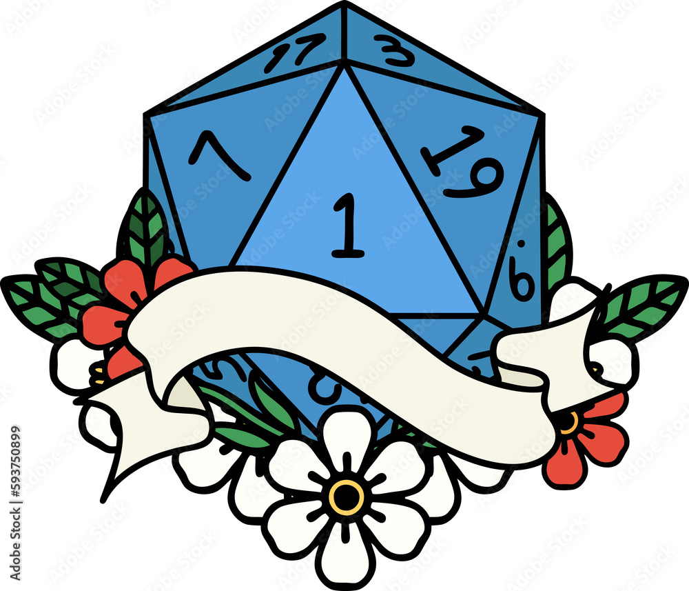 natural one d20 dice roll illustration