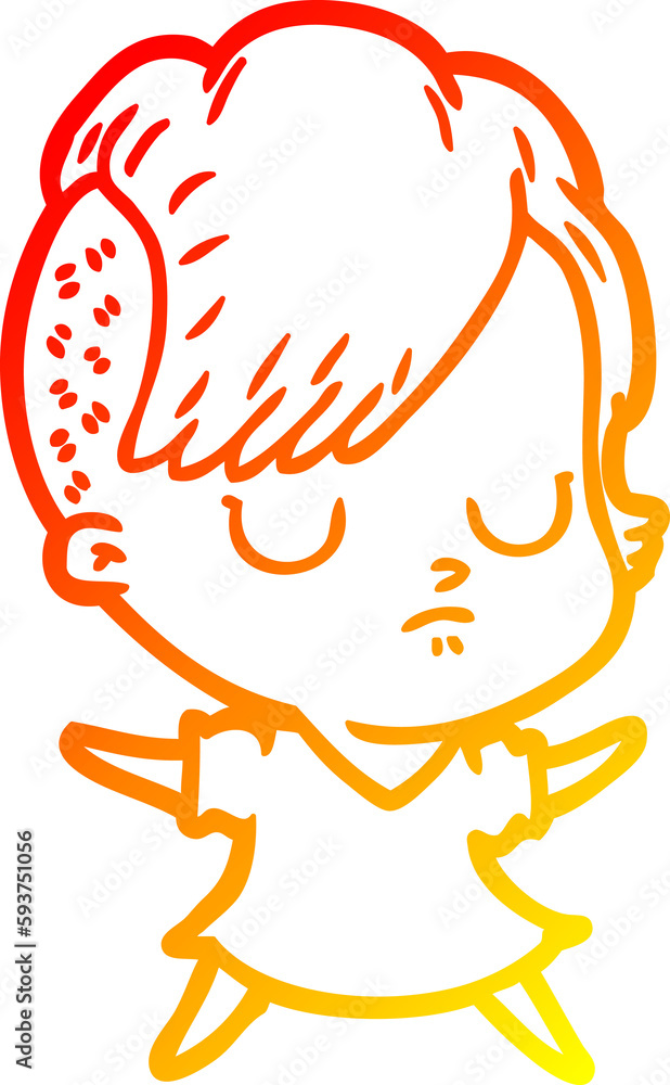 warm gradient line drawing cartoon woman warm gradient line drawing cartoon woman