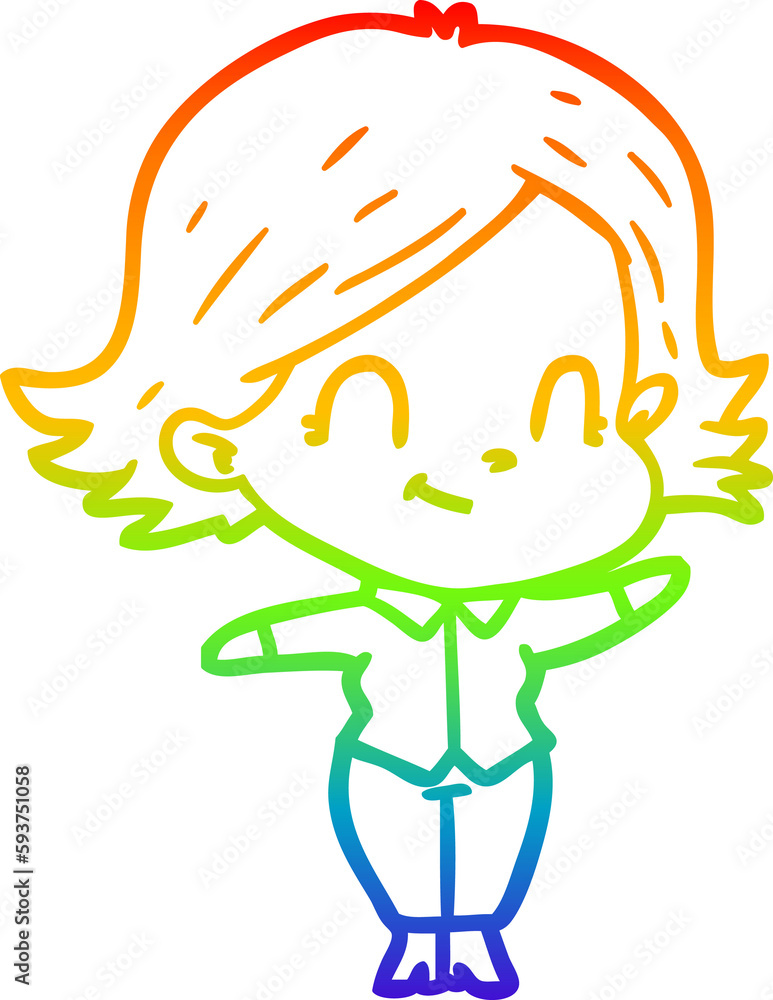 rainbow gradient line drawing cartoon friendly girl rainbow gradient line drawing cartoon friendly girl