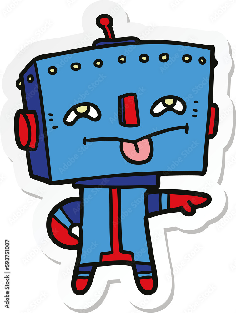 sticker of a cartoon robot sticker of a cartoon robot
