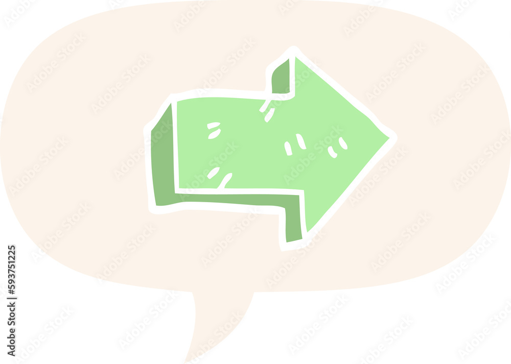cartoon pointing arrow and speech bubble in retro style cartoon pointing arrow and speech bubble in retro style