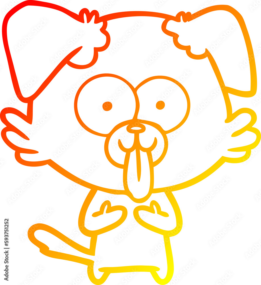 warm gradient line drawing cartoon dog with tongue sticking out warm gradient line drawing cartoon dog with tongue sticking out