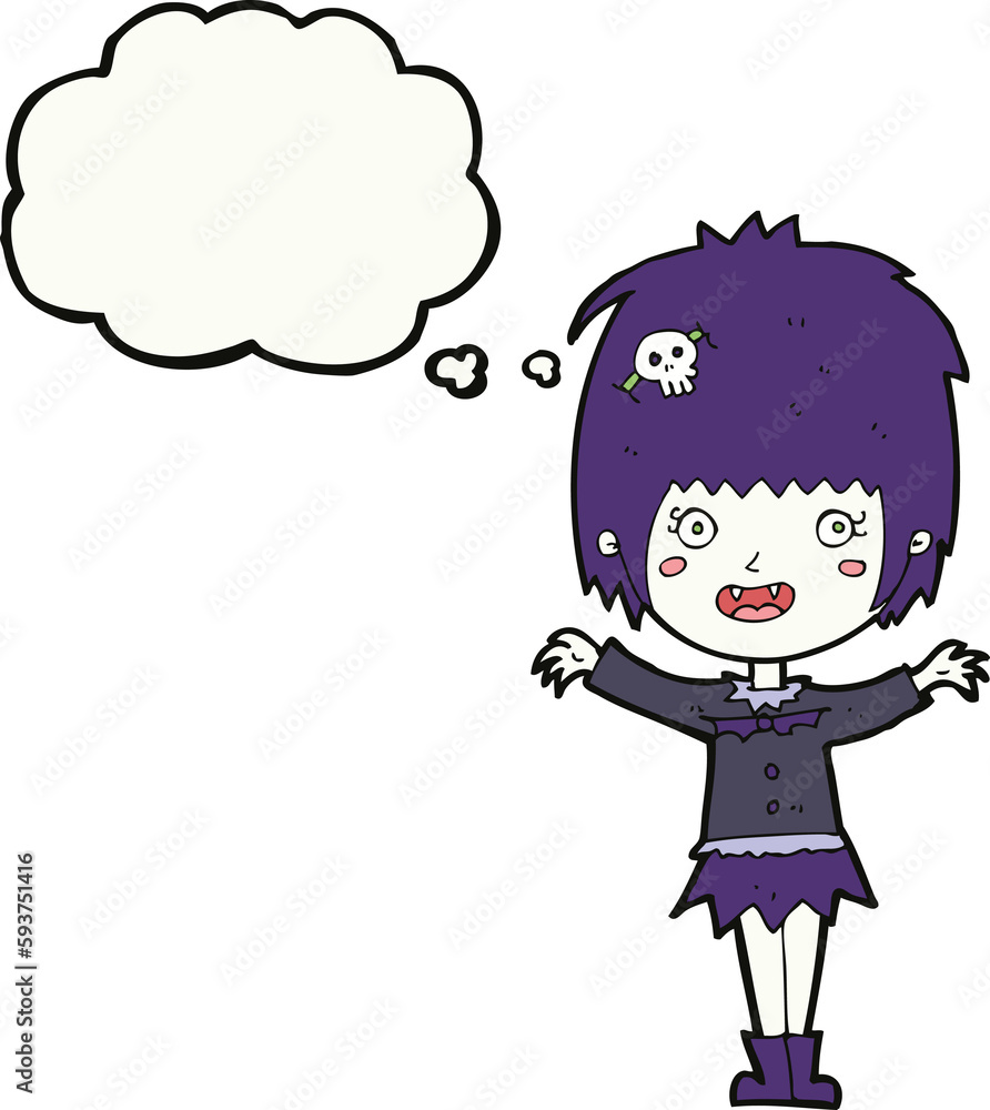 cartoon happy vampire girl with thought bubble cartoon happy vampire girl with thought bubble