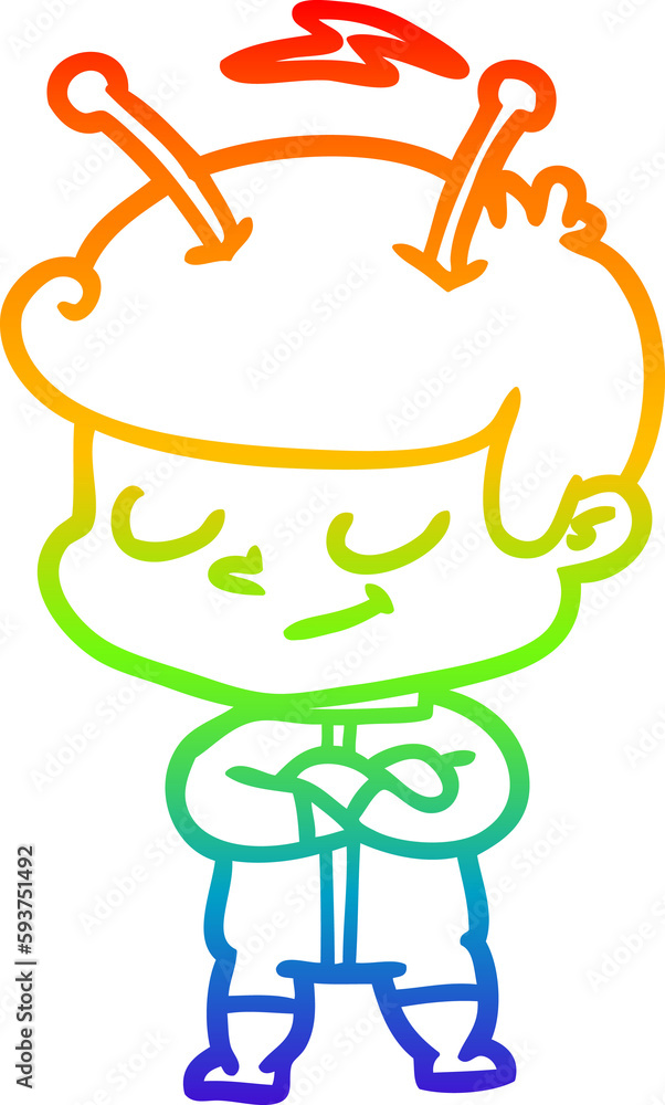 rainbow gradient line drawing friendly cartoon spaceman rainbow gradient line drawing friendly cartoon spaceman