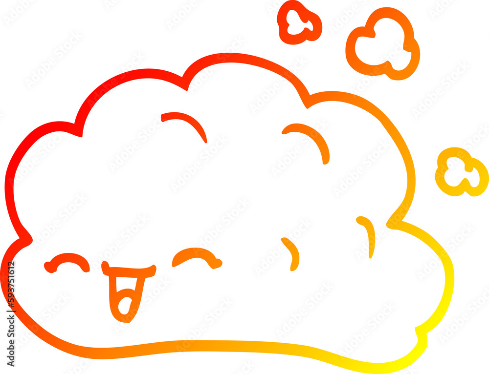 warm gradient line drawing cartoon happy cloud warm gradient line drawing cartoon happy cloud
