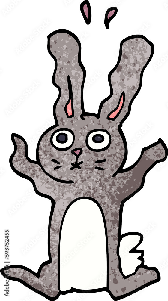 Obraz premium cartoon doodle frightened bunny