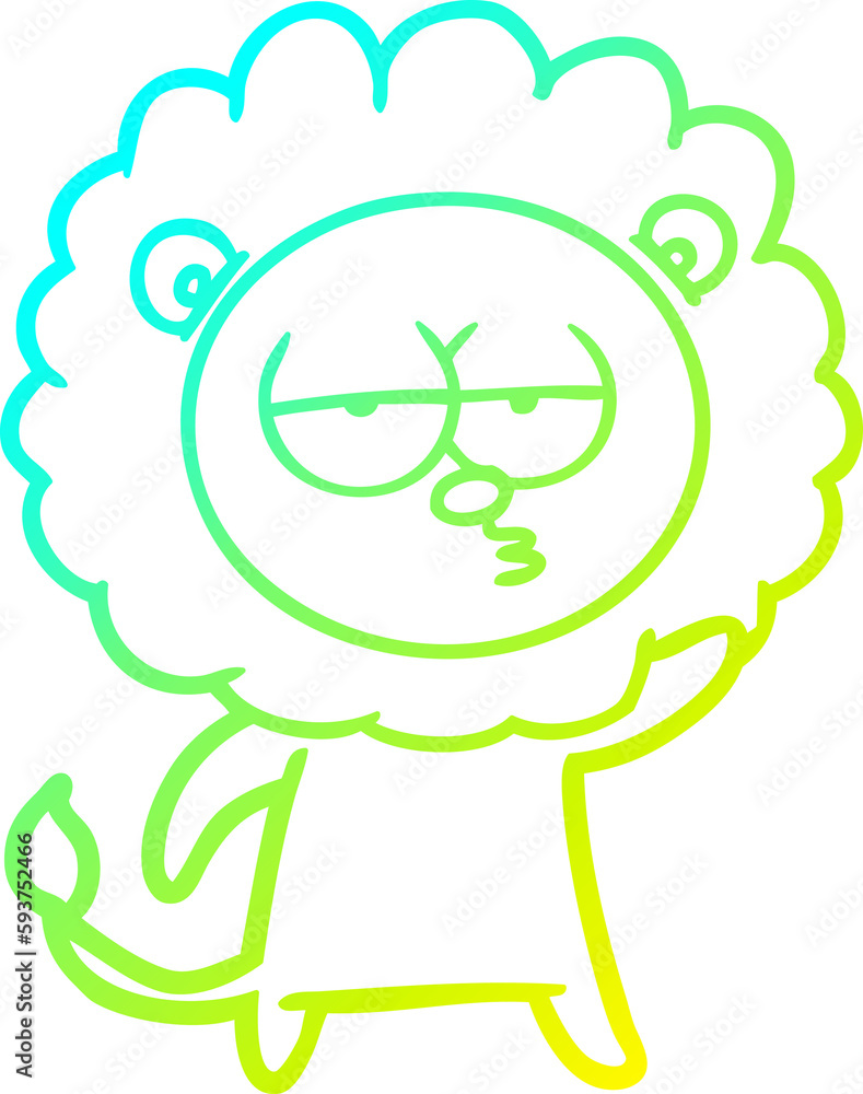 cold gradient line drawing cartoon bored lion waving cold gradient line drawing cartoon bored lion waving