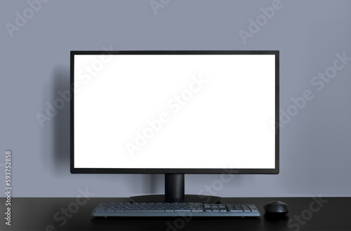 Desktop Screen Template Mockup on Purple Wall Background