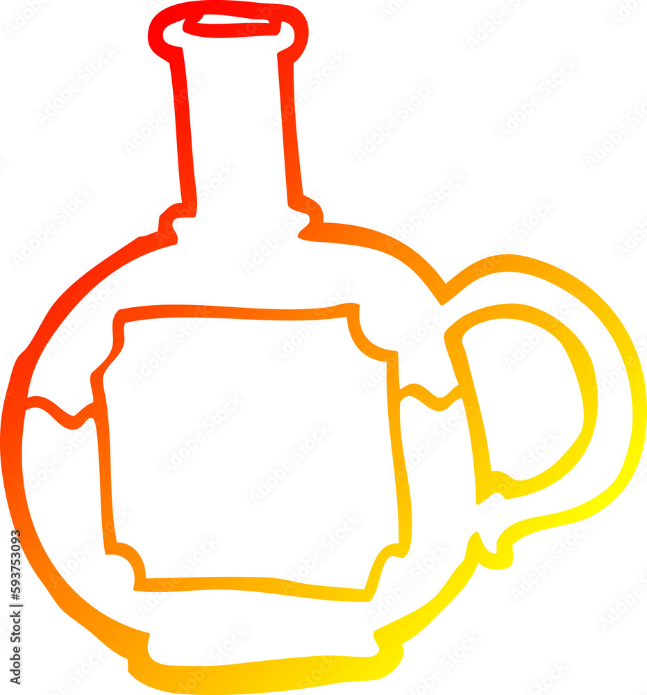 warm gradient line drawing cartoon food bottle