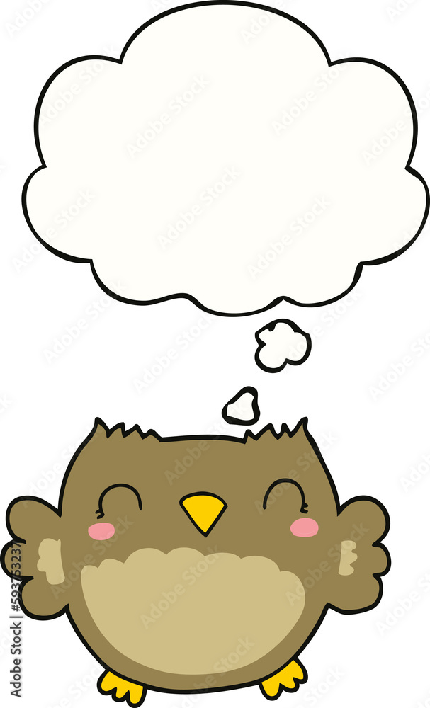 cute cartoon owl and thought bubble cute cartoon owl and thought bubble