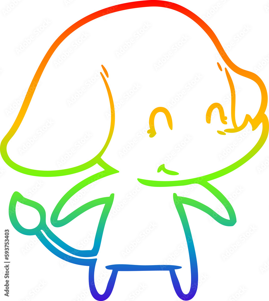 Obraz premium rainbow gradient line drawing cute cartoon elephant