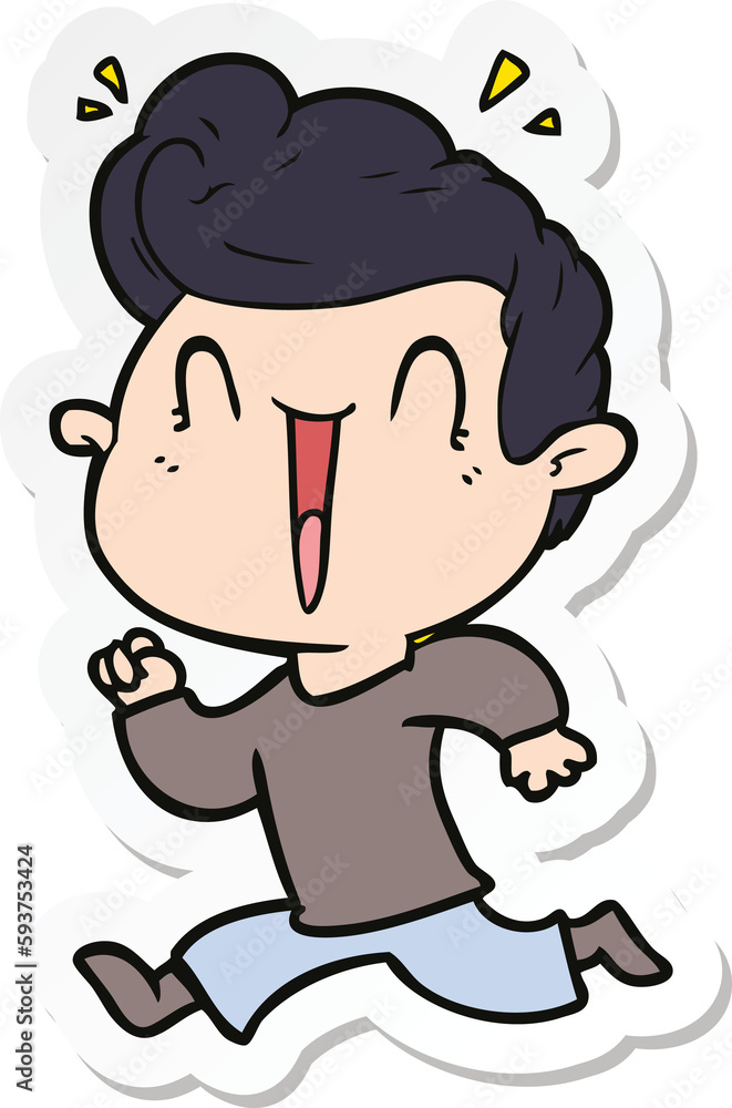 sticker of a cartoon excited man