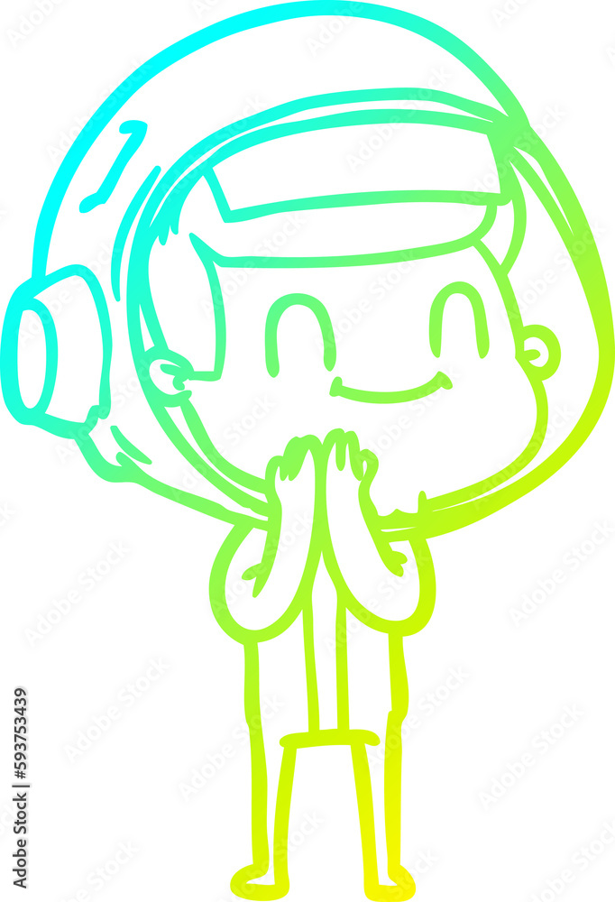 cold gradient line drawing happy cartoon astronaut cold gradient line drawing happy cartoon astronaut