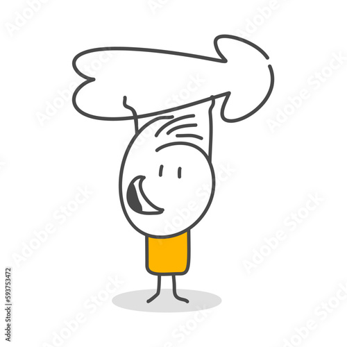 Stick figures. Arrow Steering Post. Isolated on white background. Hand drawn Doodle Line Art Cartoon Design character.