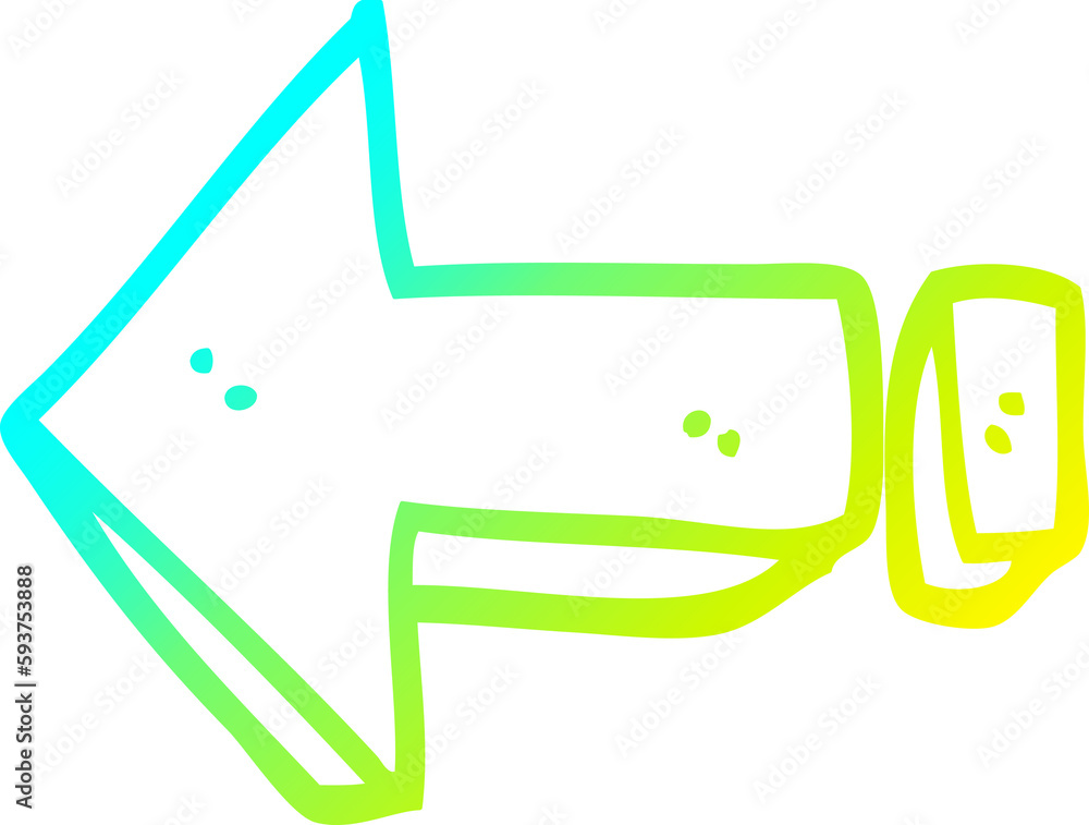 Fototapeta premium cold gradient line drawing cartoon arrow pointing direction