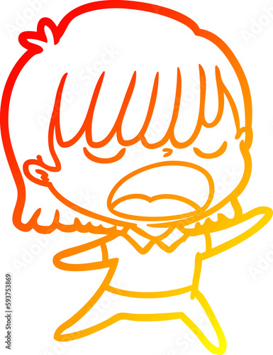 warm gradient line drawing cartoon woman talking loudly