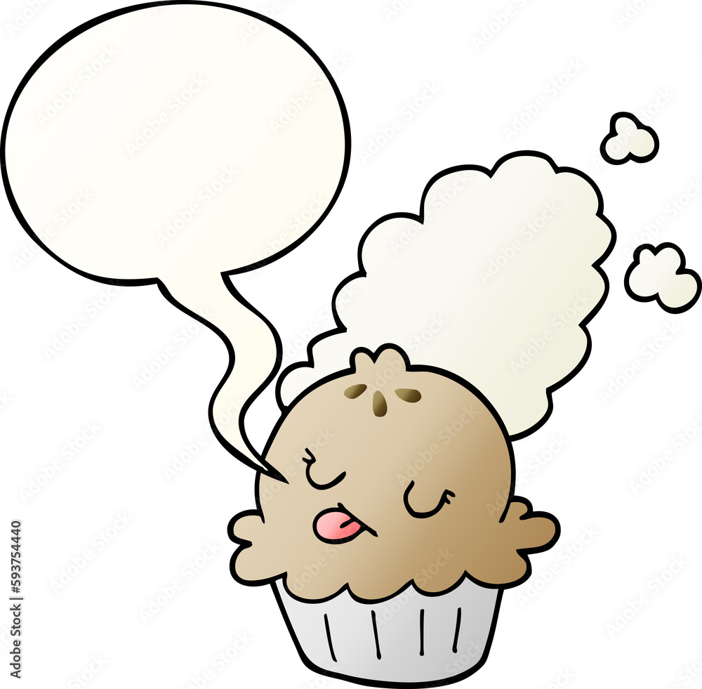 cute cartoon pie and speech bubble in smooth gradient style cute cartoon pie and speech bubble in smooth gradient style