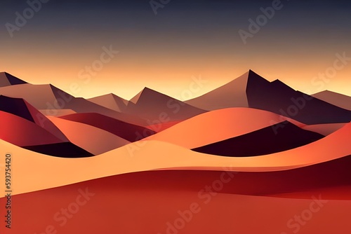 Abstract landscape poster mid century mountain background