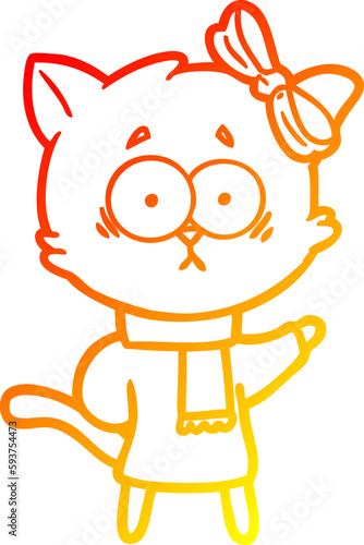 warm gradient line drawing cartoon cat