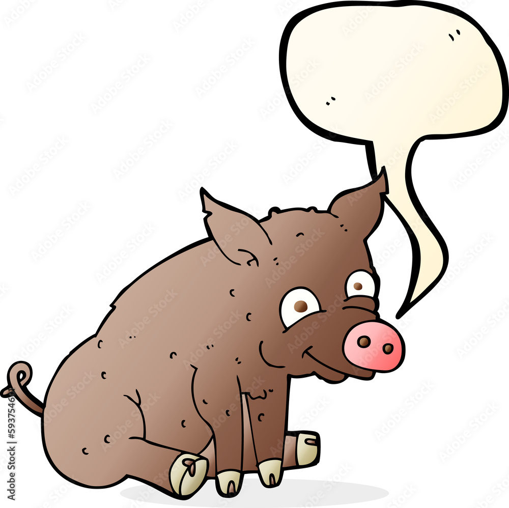 cartoon happy pig with speech bubble cartoon happy pig with speech bubble