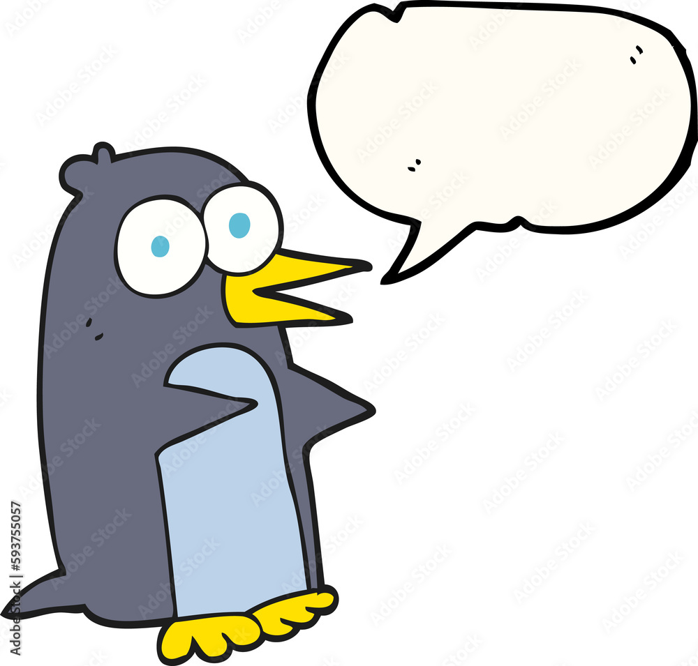 Obraz premium speech bubble cartoon penguin