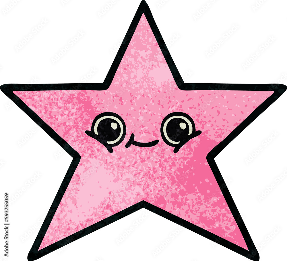 retro grunge texture cartoon star fish