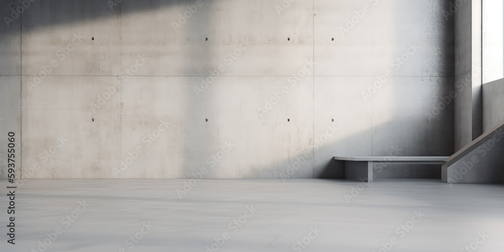 Concrete wall and floor background for product display or mock up, three dimensional showroom. Background. Mockup. Generative AI. Abstract white interior of an empty room with concrete walls Concrete wall and floor background for product display or mock up, three dimensional showroom. Background. Mockup. Generative AI. Abstract white interior of an empty room with concrete walls