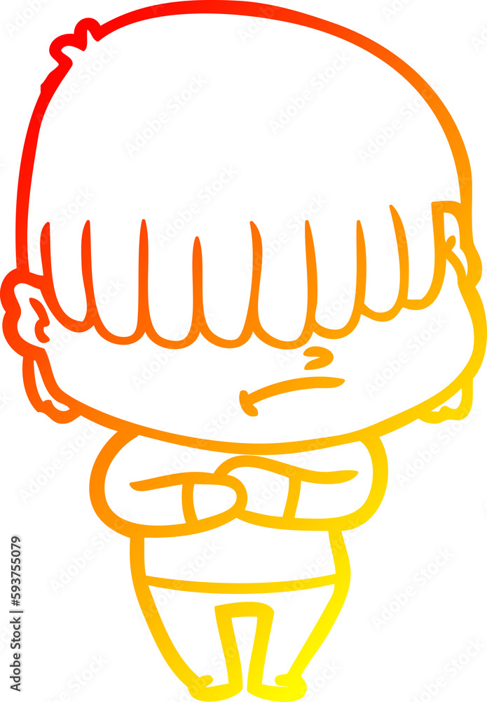 warm gradient line drawing cartoon boy with untidy hair warm gradient line drawing cartoon boy with untidy hair