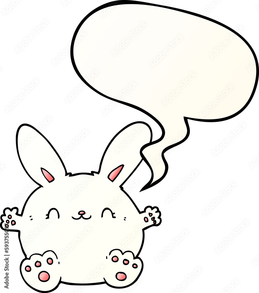 cute cartoon rabbit and speech bubble in smooth gradient style cute cartoon rabbit and speech bubble in smooth gradient style