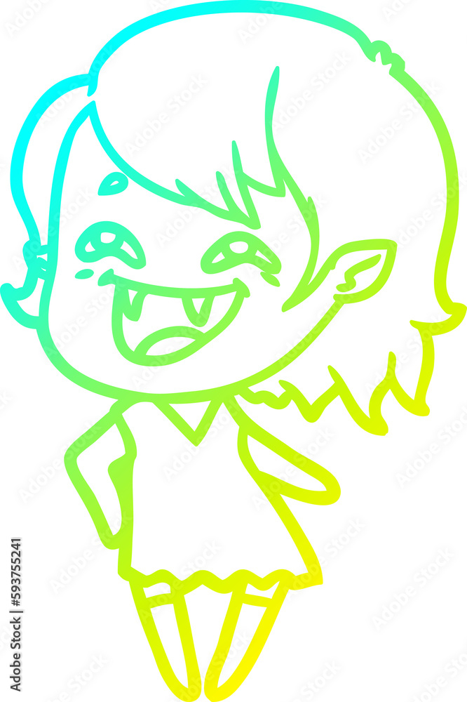 cold gradient line drawing cartoon laughing vampire girl cold gradient line drawing cartoon laughing vampire girl