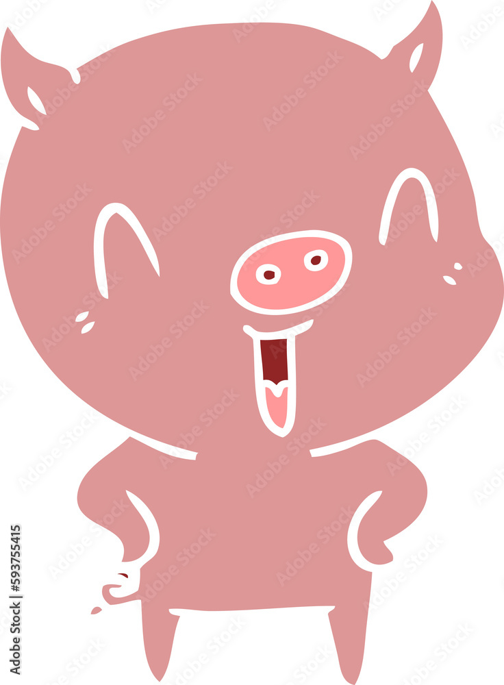 happy flat color style cartoon pig happy flat color style cartoon pig