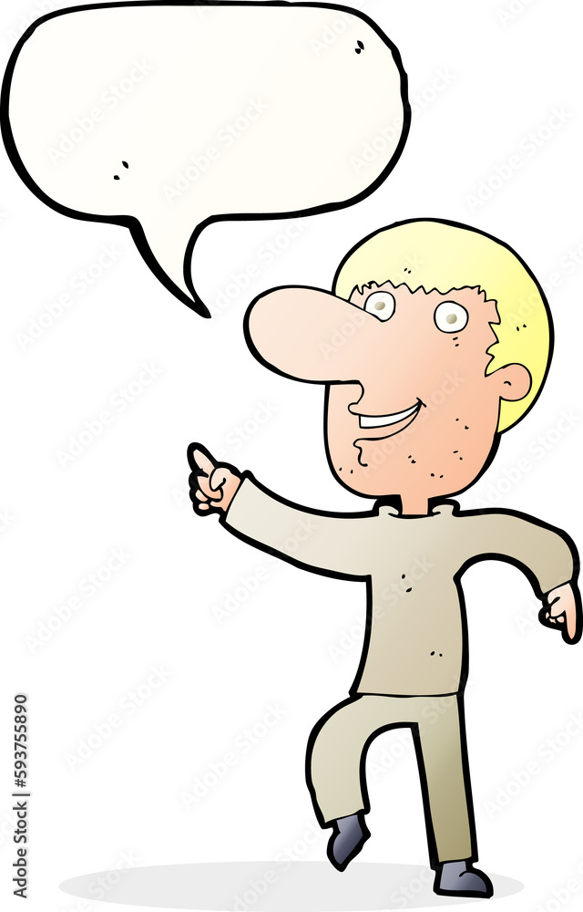 cartoon happy man dancing with speech bubble cartoon happy man dancing with speech bubble