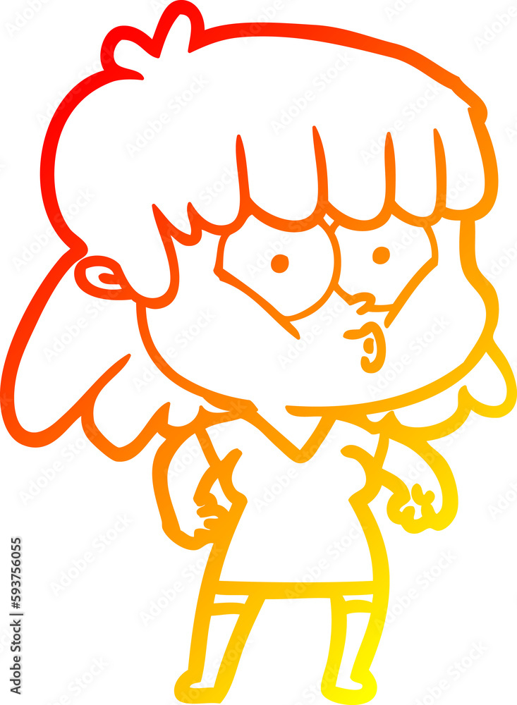 warm gradient line drawing cartoon whistling girl warm gradient line drawing cartoon whistling girl