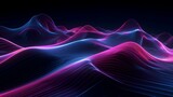 3D render cloudy waves in purple, pink, blue abstract background, ultraviolet