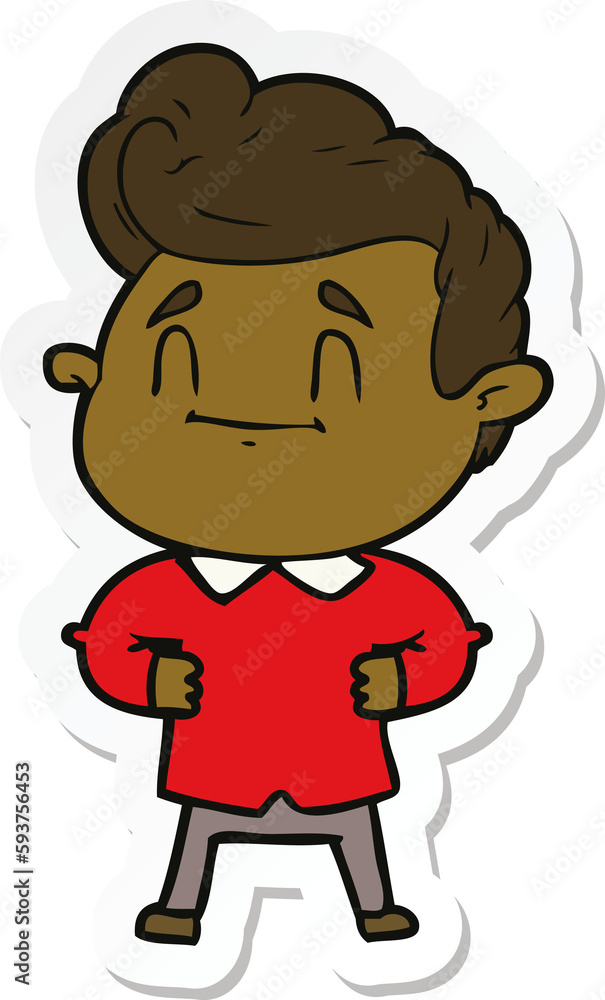 sticker of a happy cartoon man sticker of a happy cartoon man