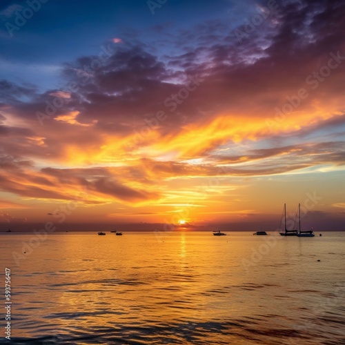 sunset over the sea © Easy_AI_Art