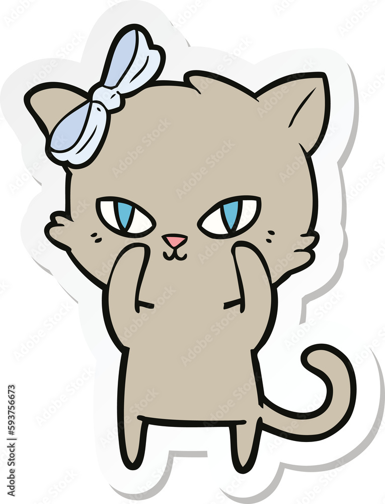 sticker of a cute cartoon cat