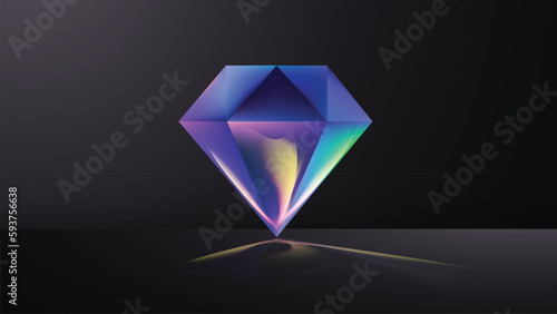 Diamond with black background illustration