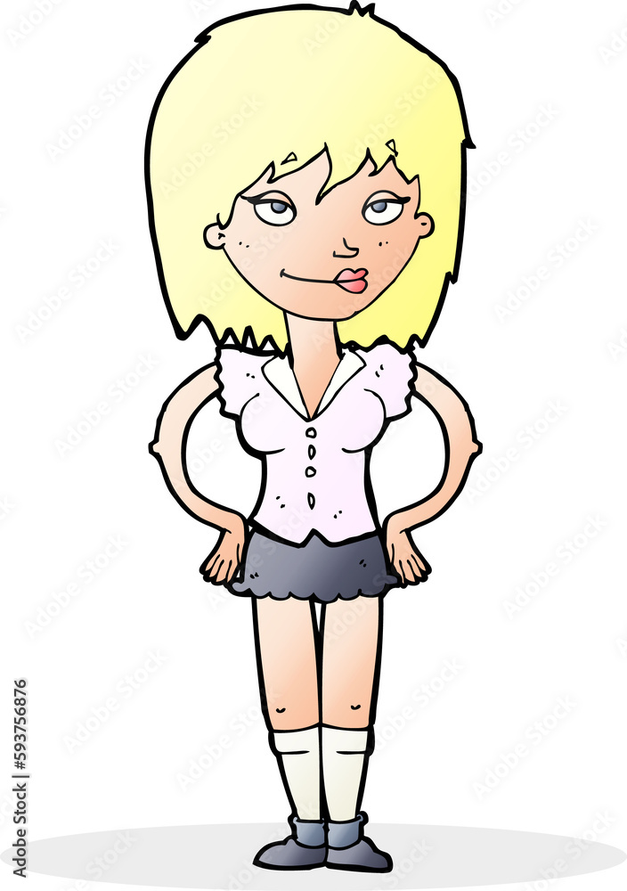 cartoon woman with hands on hips cartoon woman with hands on hips