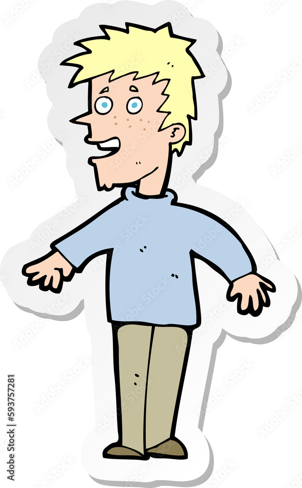 sticker of a cartoon happy boy sticker of a cartoon happy boy