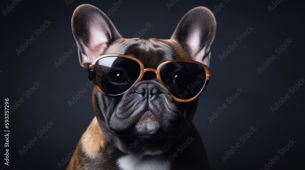 French bulldog with glasses Generative AI
