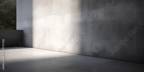 Concrete wall and floor background for product display or mock up  three dimensional showroom. Background. Mockup. Generative AI. Abstract white interior of an empty room with concrete walls