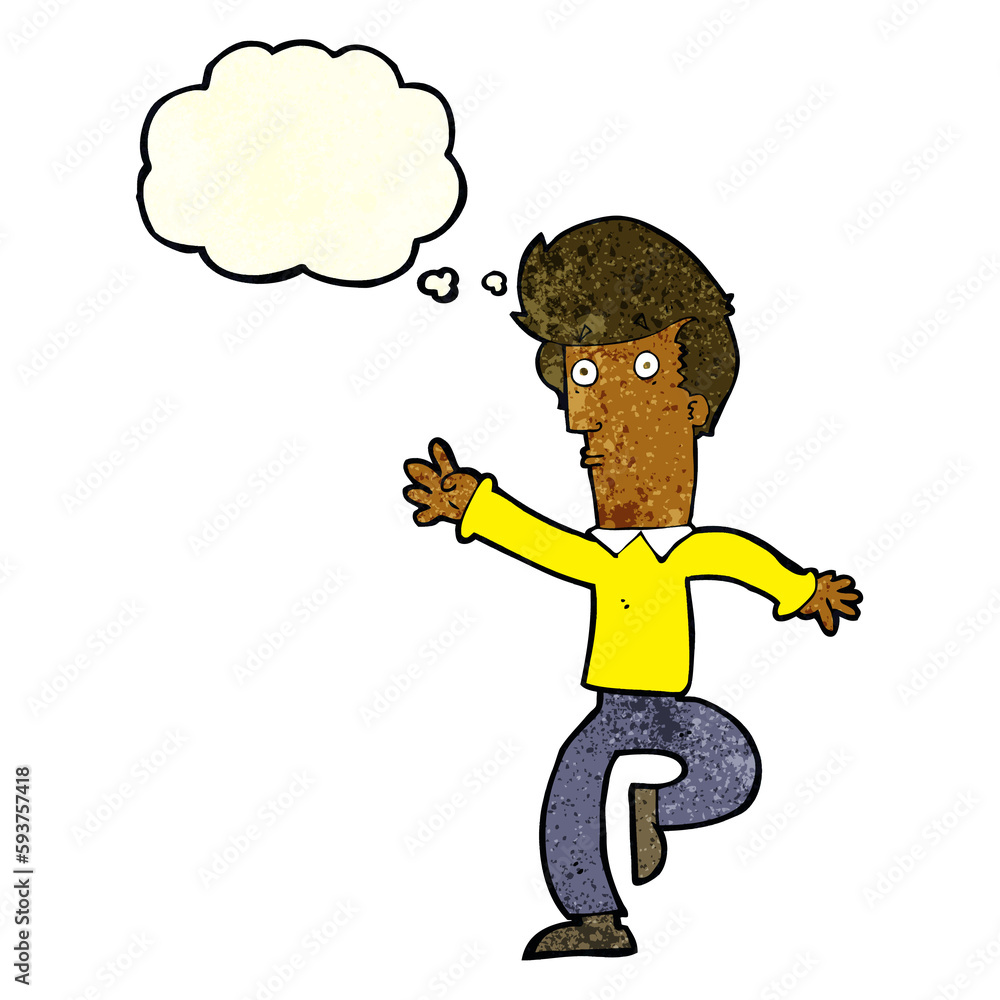 Obraz premium cartoon rushing man with thought bubble